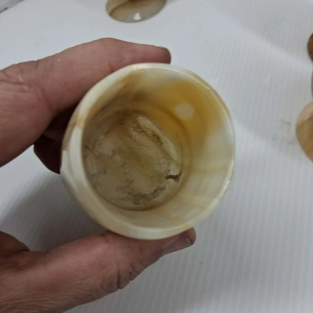 Vintage‎ Natural Banded Onyx Marble Mini Goblet Cordial Shot Glass Set of 4